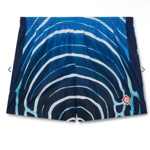 Brand new swim trunks, polyester,elastic waistband, side pockets, size S, Blue